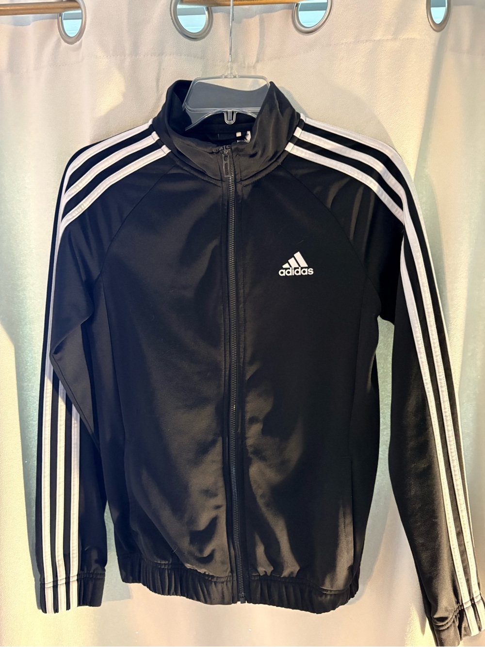 adidas Black Track Jacket with White Three-Stripes